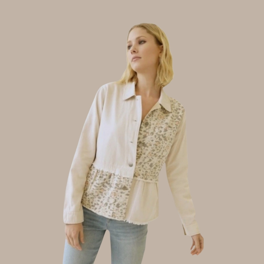 3/$30 Mystree Animal Print Peplum Jacket Beight Button Up Lightweight NWT LRG